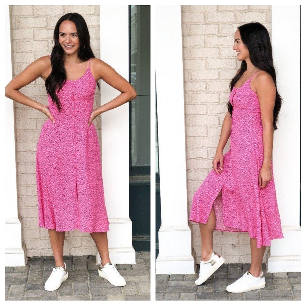 Anthropology, Rollas midi dress pink floral Sz M (fits like a small)